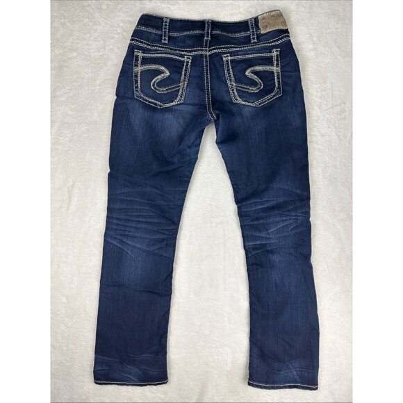 Silver Tuesday Women's Mid Boot Dark Wash Blue Jeans Tag Sz 32w/31L Low Rise - Picture 10 of 10